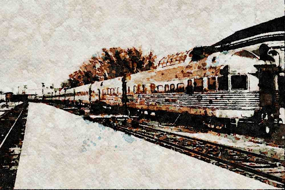 788087 D & RGW California Zephyr With Observation Silver Sky A4 Limited Edition Watercolour Print