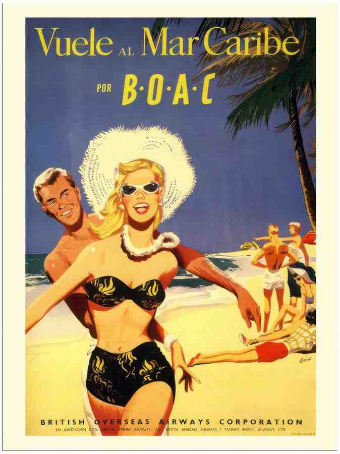790 vuele al mar caribe boac 1950s 2 Vintage Advert A4 Photo Print