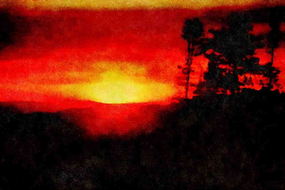 790003 Sunset Near Cedar Breaks National Monument, Brian Head, Utah, U.S.A. A4 Limited Edition Watercolour Print