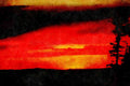 790004 Sunset Near Cedar Breaks National Monument, Brian Head, Utah, U.S.A. A4 Limited Edition Watercolour Print