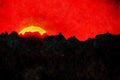 790005 Sunset Over Badlands Peak A4 Limited Edition Watercolour Print