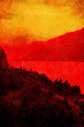 790012 Painting, Red And Orange River A4 Limited Edition Watercolour Print