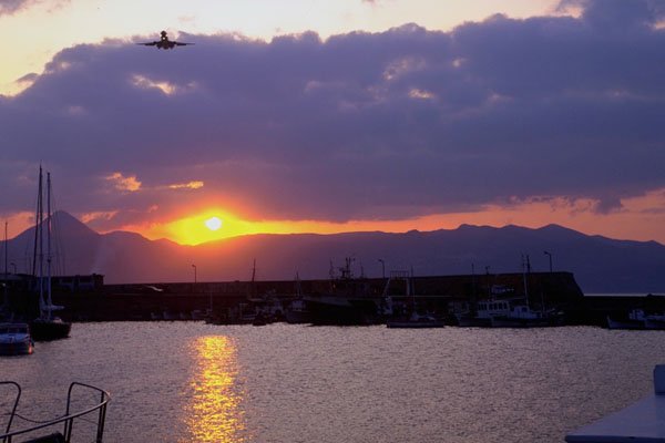 790017 Sunset Approach Over Crete Harbor A4 Photo Print