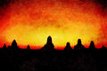 790022 Sunset At Valley Of A Thousand Temples, Pagan A4 Limited Edition Watercolour Print