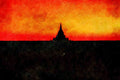790023 Sunset At Ananda Temple, Pagan A4 Limited Edition Watercolour Print