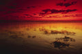 790029 Summer Sky Reflections, Low Tide, Huntington Beach, California, U.S.A. A4 Photo Print