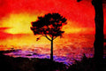 790030 Sunset On The Famous Monterey Peninsula, Monterey, California, U.S.A. A4 Limited Edition Watercolour Print