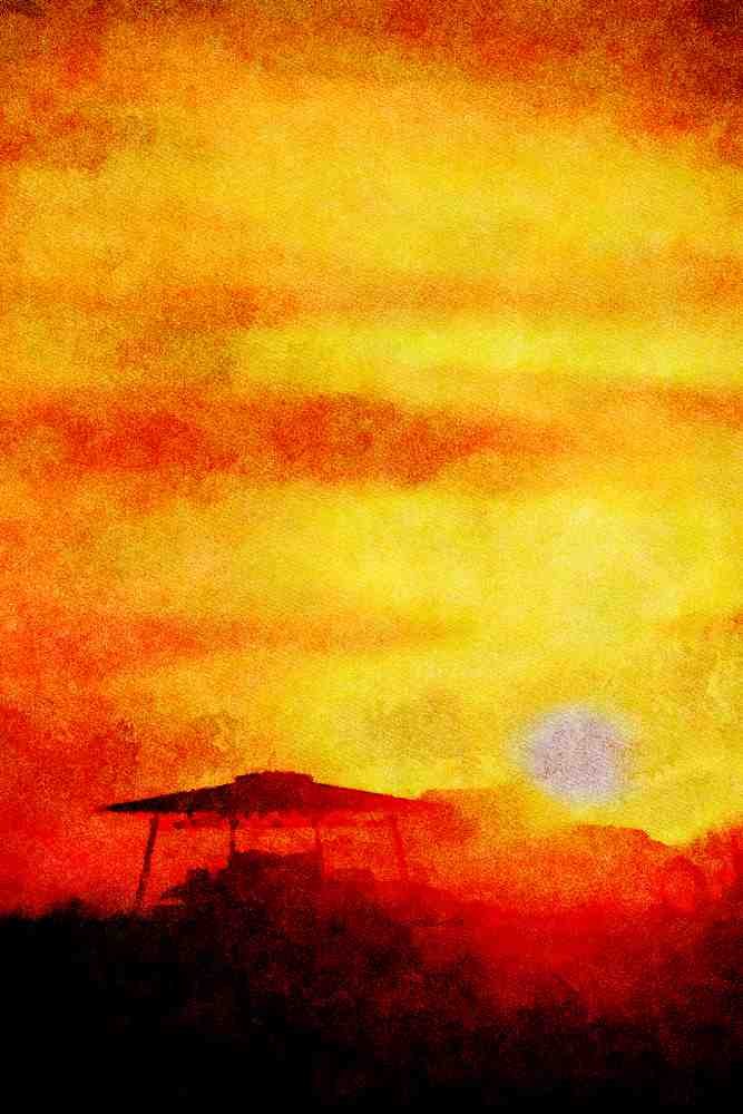 790040 Casa Grande Ruins At Sunset, Coolidge, Arizona, U.S.A. A4 Limited Edition Watercolour Print