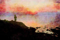 790042 Sunset Over Sea Of Cortez, Sonora Coast, Mexico A4 Limited Edition Watercolour Print