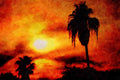 790048 Sub tropical Sunset A4 Limited Edition Watercolour Print