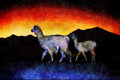 790069 Llamas At Sunset A4 Limited Edition Watercolour Print