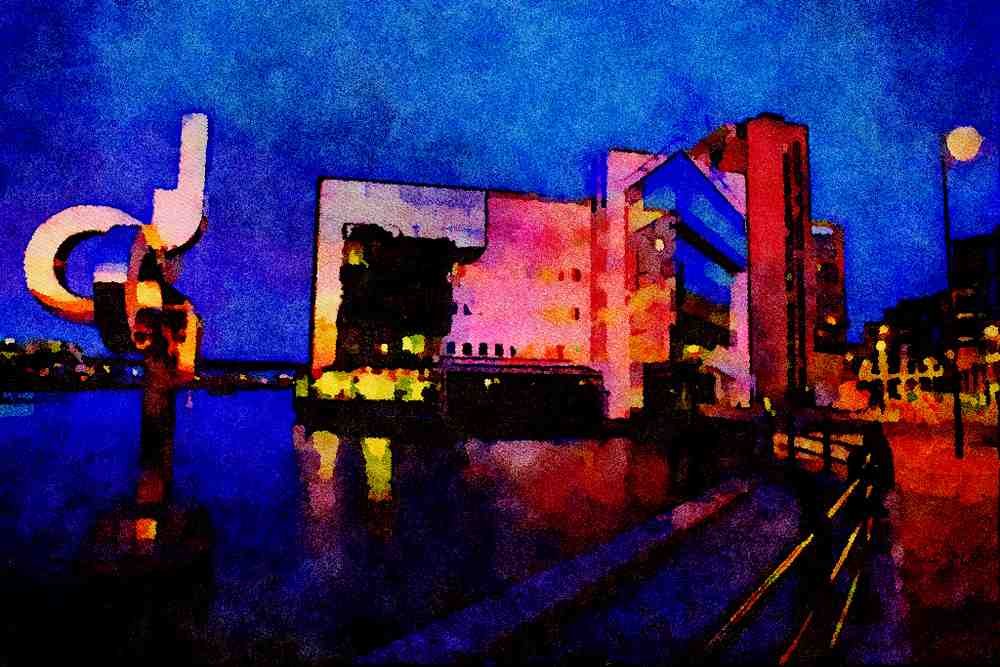790071 Canary Wharf At Sunset A4 Limited Edition Watercolour Print