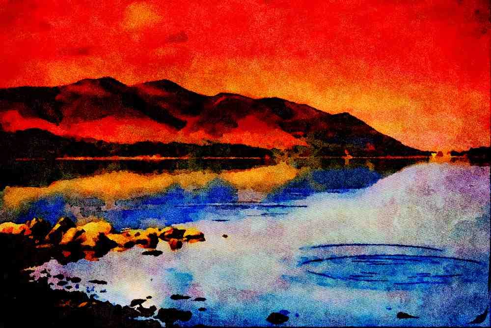 790076 Moody Lake A4 Limited Edition Watercolour Print