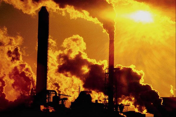 790079 Sunset On Pulp Mill Accentuates The Air Pollution It Produces A4 Photo Print