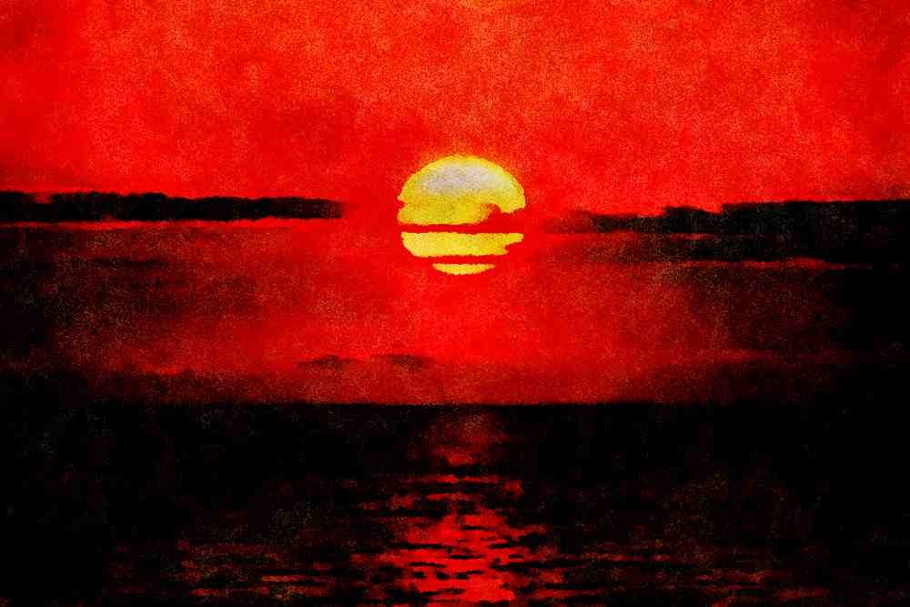 790081 Lake Erie Sunset, Upstate New York, U.S.A. A4 Limited Edition Watercolour Print