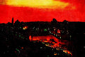 790096 Sunset Over Old City Of Jerusalem, Israel A4 Limited Edition Watercolour Print