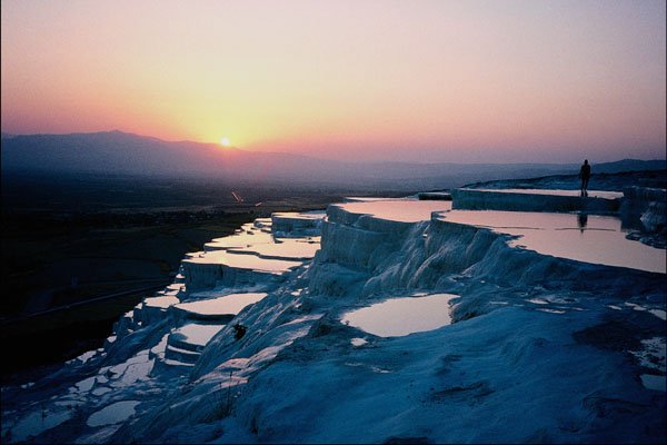 790098 Sunset Over The Travertines, Pammukale, Turkey A4 Photo Print