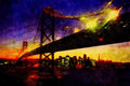 791000 Bay Bridge, California, U.S.A. A4 Limited Edition Watercolour Print