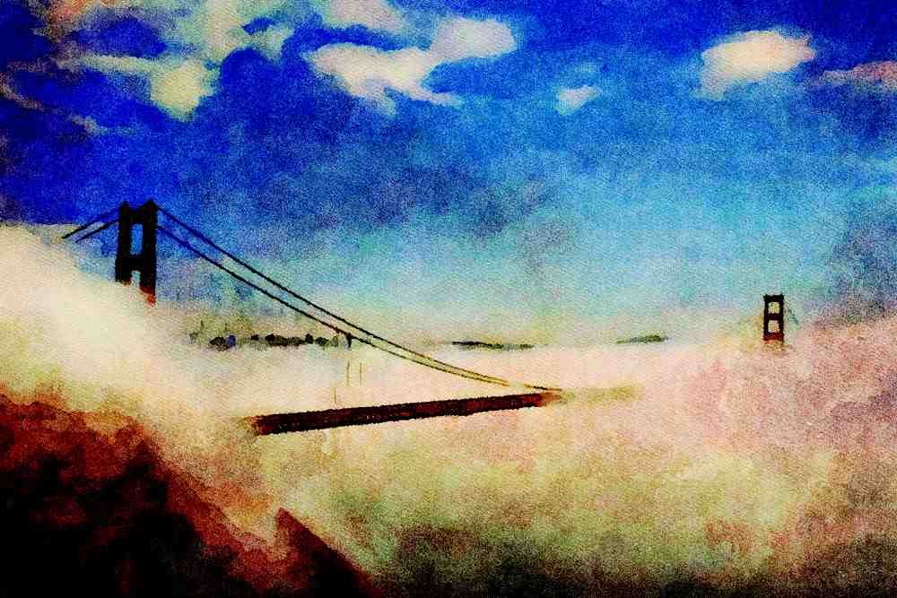 791009 Golden Gate Bridge, San Francisco, California, U.S.A. A4 Limited Edition Watercolour Print