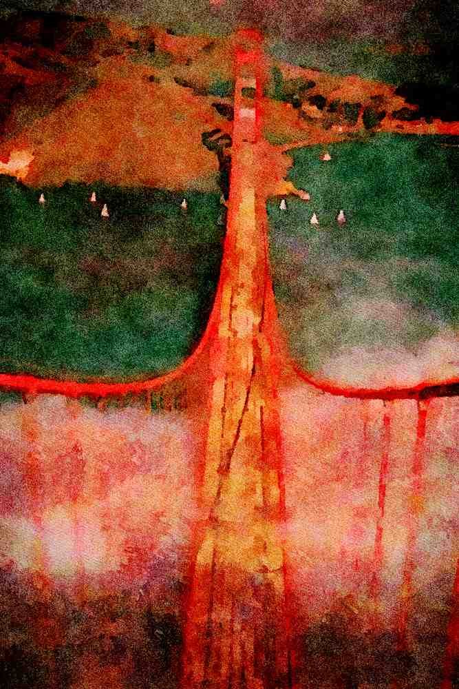 791010 Golden Gate Bridge, San Francisco, California, U.S.A. A4 Limited Edition Watercolour Print