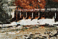 791012 River Dam And Walkway A4 Limited Edition Watercolour Print