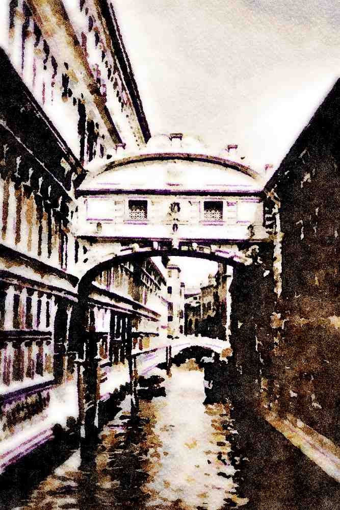 791013 Bridge Of Sighs, Veneto, Venice, Italy A4 Limited Edition Watercolour Print