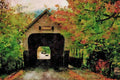 791025 Covered Bridge, With Fall Foliage, Woodstock, Vermont, U.S.A. A4 Limited Edition Watercolour Print