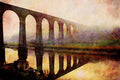791027 The Railway Viaduct Crossing The River Tamer At Calstock, England A4 Limited Edition Watercolour Print