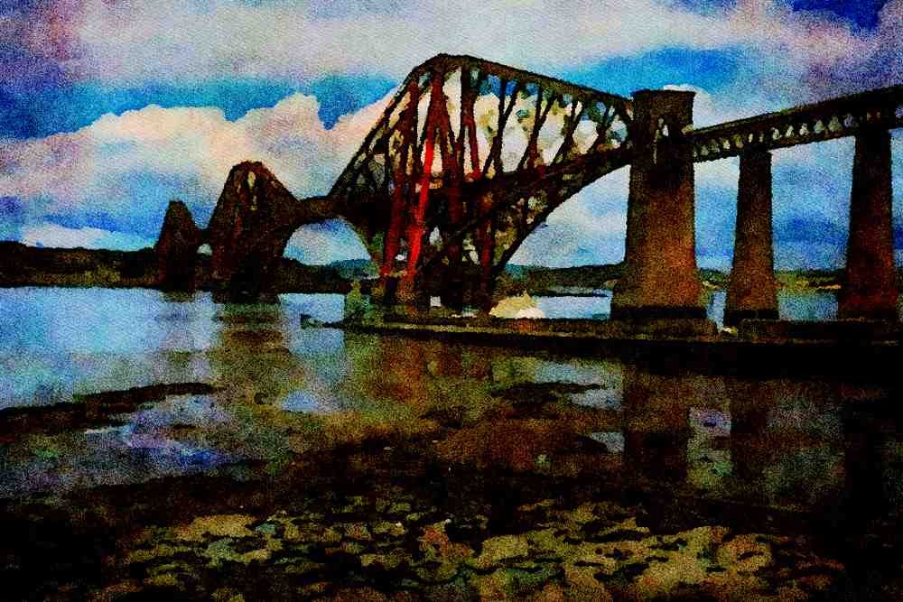 791028 Forth Railway Bridge Over Firth, Scotland A4 Limited Edition Watercolour Print