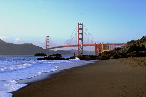 791030 Golden Gate Bridge From Baker Beach, San Francisco, California, U.S.A. A4 Photo Print