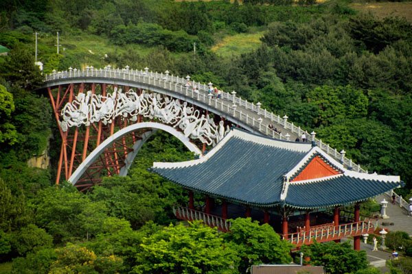 791032 Bridge And Korean House In Chesu Island A4 Photo Print
