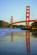 791041 Golden Gate Bridge Reflected On Beach, San Francisco, California, U.S.A. A4 Photo Print