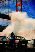 791044 Golden Gate Bridge And Waves At Fort Point, San Francisco, California, U.S.A. A4 Limited Edition Watercolour Print