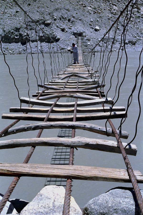 791046 A Suspension Bridge Over River Hunza, Northern Pakistan A4 Photo Print