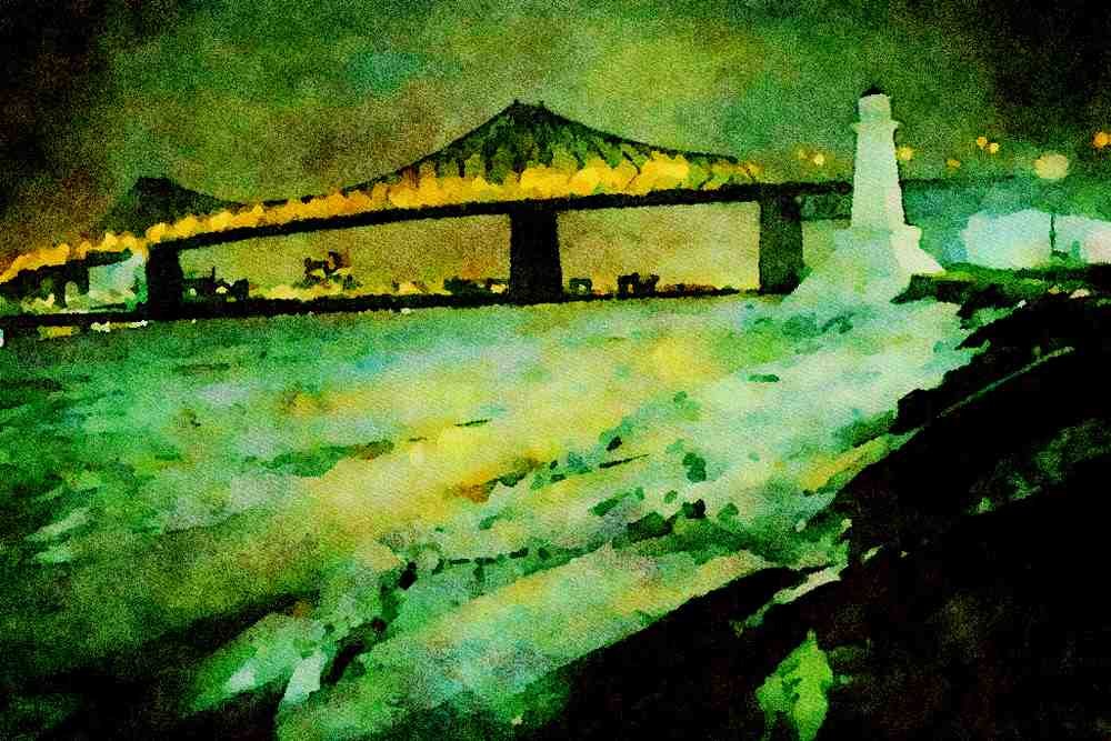 791047 Jacques Cartier Bridge, Montreal, Quebec, Canada A4 Limited Edition Watercolour Print