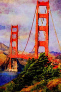 791054 Golden Gate Bridge, San Francisco, California, U.S.A. A4 Limited Edition Watercolour Print