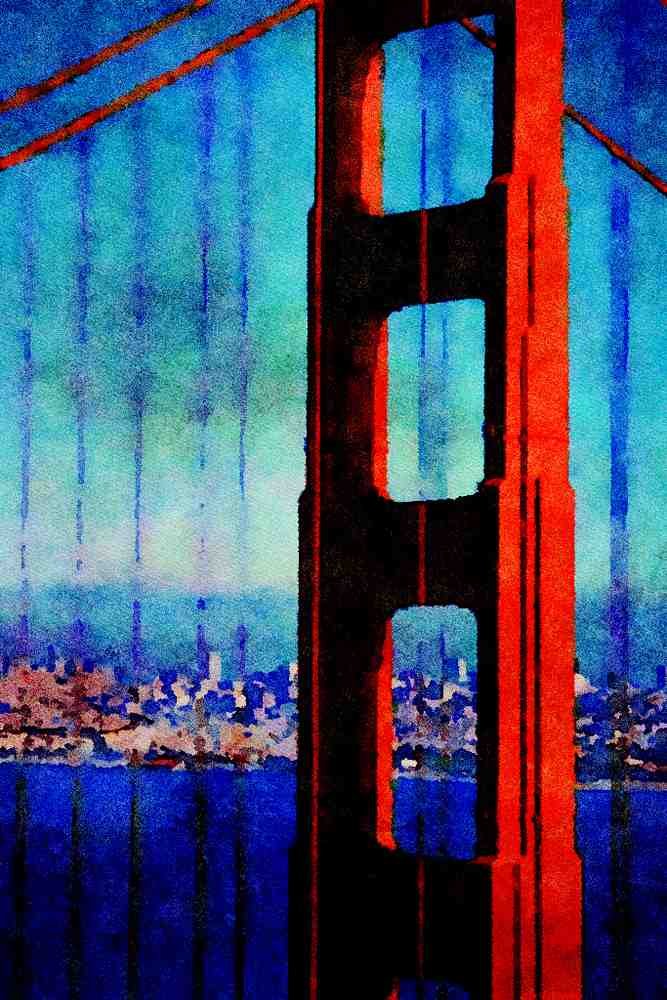 791056 Golden Gate Bridge, San Francisco, California, U.S.A. A4 Limited Edition Watercolour Print