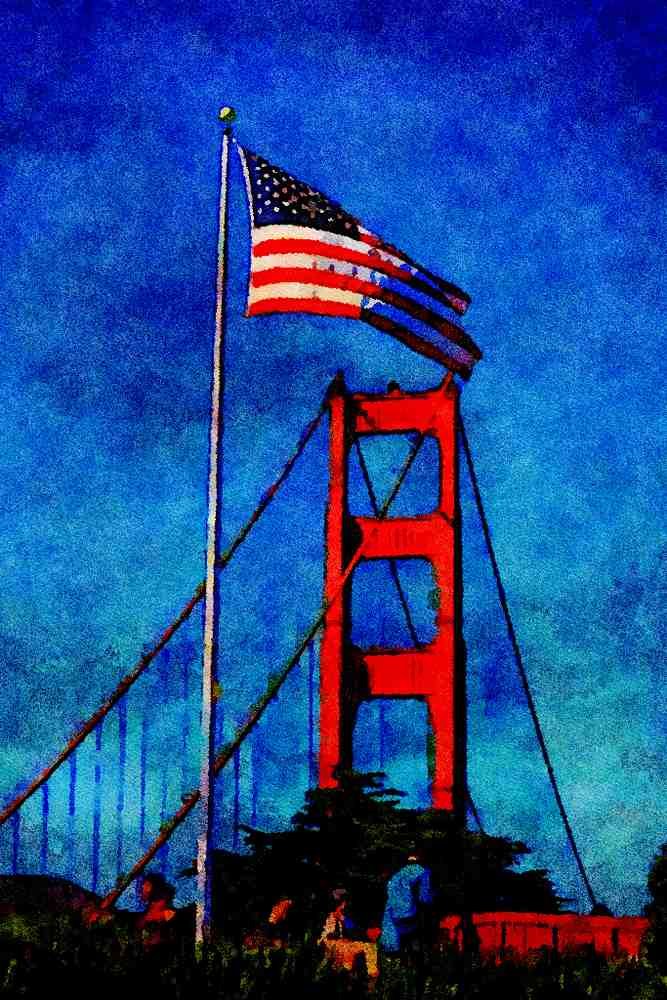 791057 Golden Gate Bridge, San Francisco, California, U.S.A. A4 Limited Edition Watercolour Print