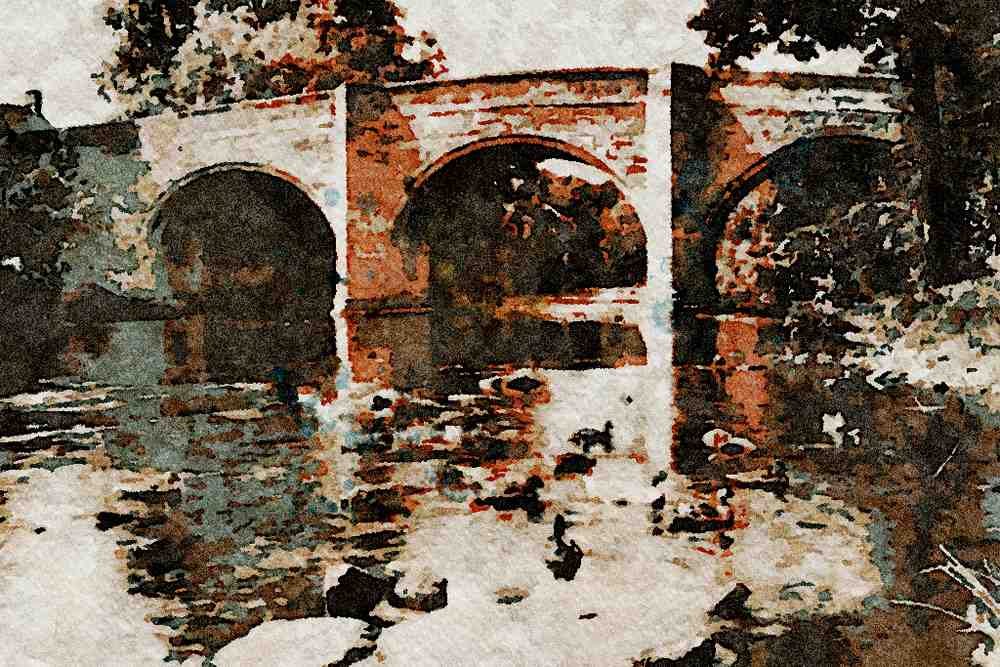 791060 Bridge Over The River Goyt, Baslow, U.K. A4 Limited Edition Watercolour Print
