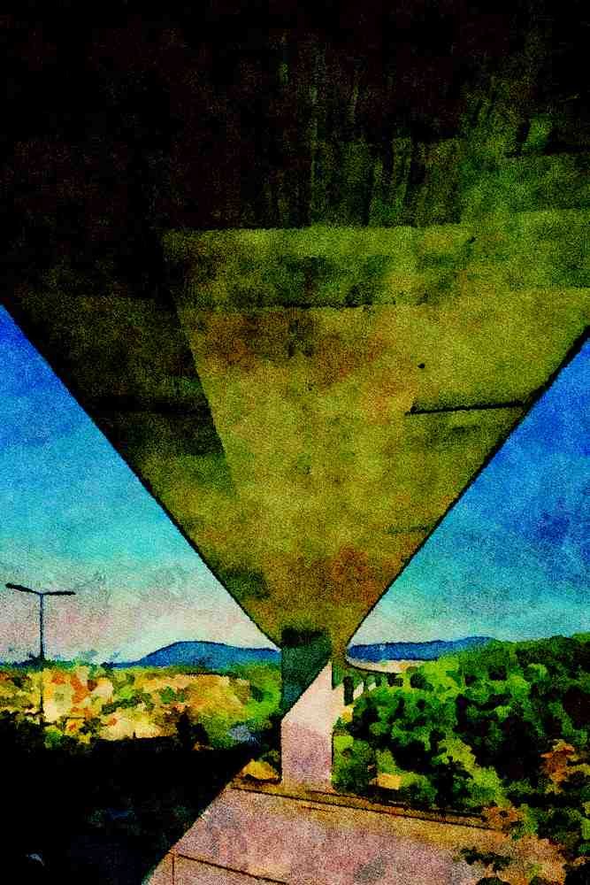 791062 Huge Motorway Viaduct Near Bern, Switzerland A4 Limited Edition Watercolour Print