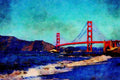 791065 Golden Gate Bridge, San Francisco, California, U.S.A. A4 Limited Edition Watercolour Print