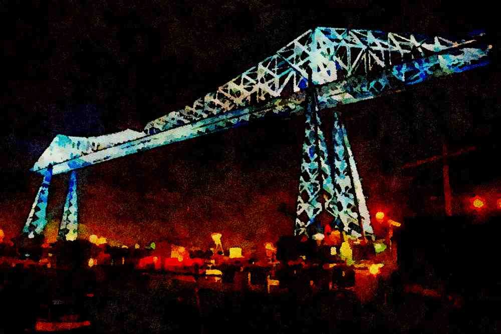 791075 Transporter Bridge At Night, Cleveland, Ohio, U.S.A. A4 Limited Edition Watercolour Print