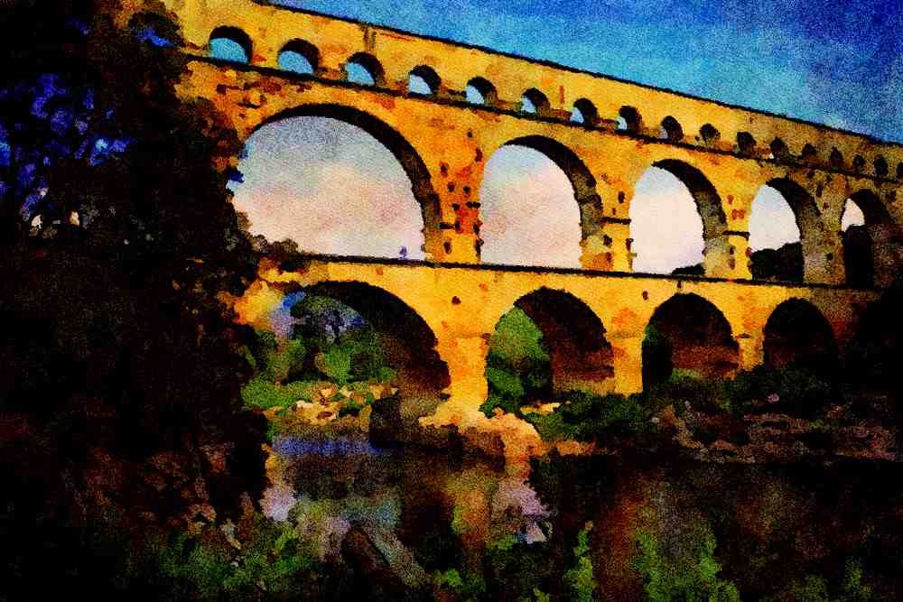 791079 Pont Du Gard A4 Limited Edition Watercolour Print