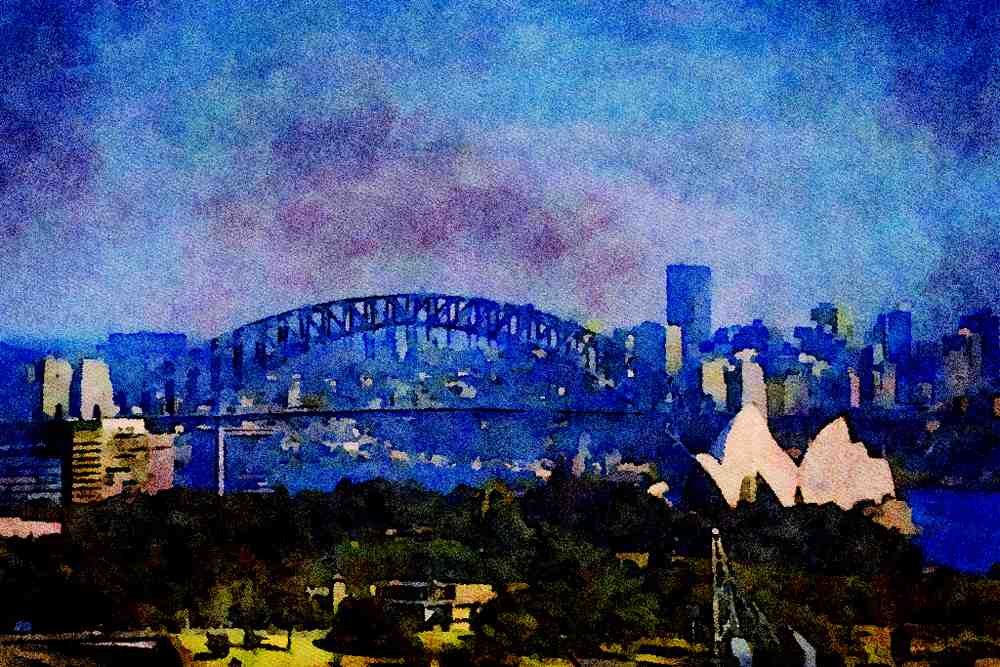 791081 Sydney Harbor Bridge, Sydney, Australia A4 Limited Edition Watercolour Print