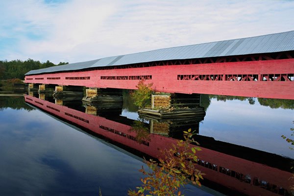 791082 Covered Bridge Near Fort Coulange, Quebec, Canada A4 Photo Print