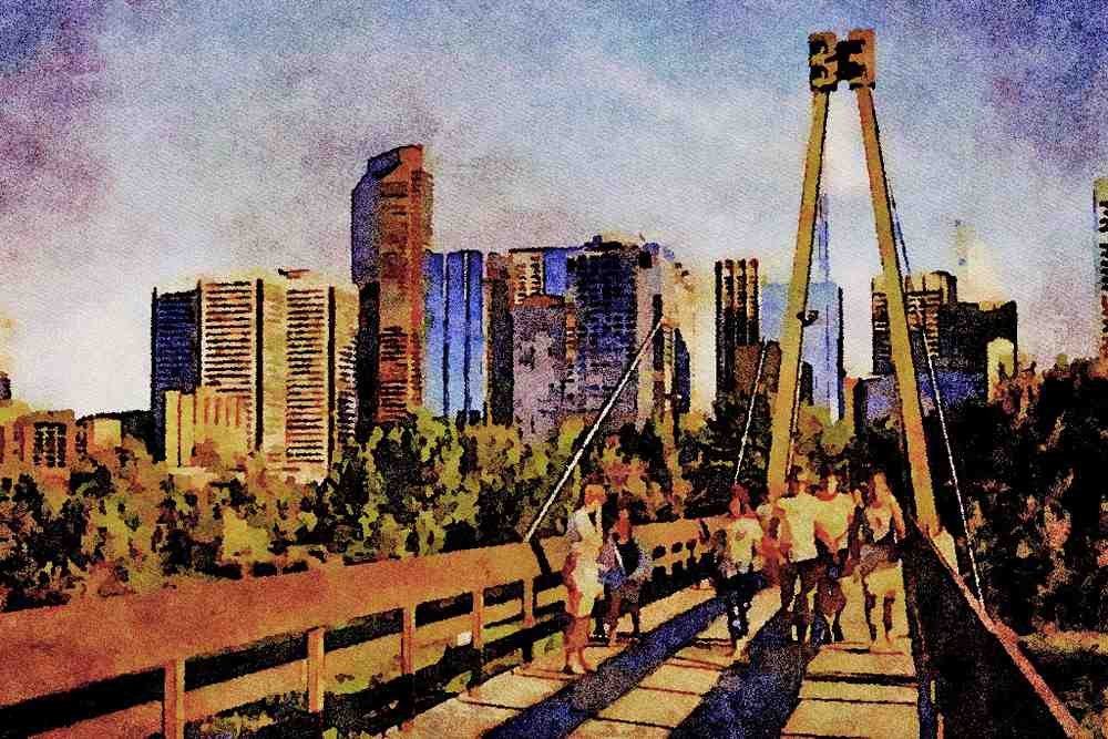 791084 Fun And Fitness, Calgary, Alberta, Canada A4 Limited Edition Watercolour Print