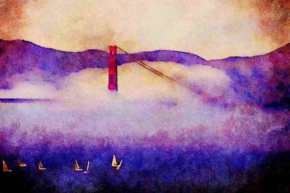 791095 Golden Gate Bridge, San Francisco, California, U.S.A. A4 Limited Edition Watercolour Print