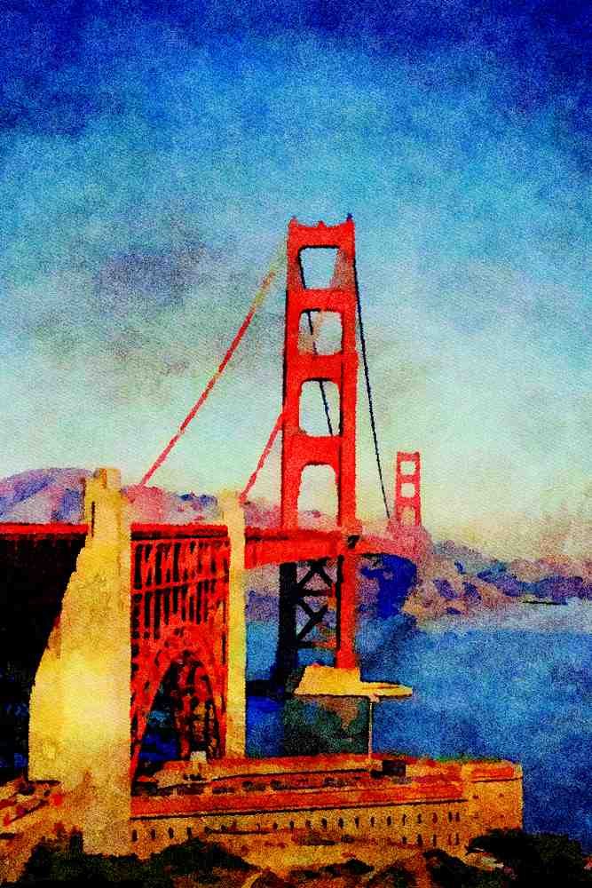 791096 Golden Gate Bridge, San Francisco, California, U.S.A. A4 Limited Edition Watercolour Print