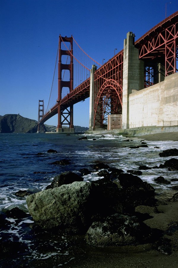 791098 Golden Gate Bridge From South Side Beach, San Francisco, California, U.S.A. A4 Photo Print