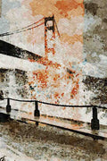 792000 Golden Gate Bridge And Wave Spray From The Seawall, San Francisco, U.S.A. A4 Limited Edition Watercolour Print